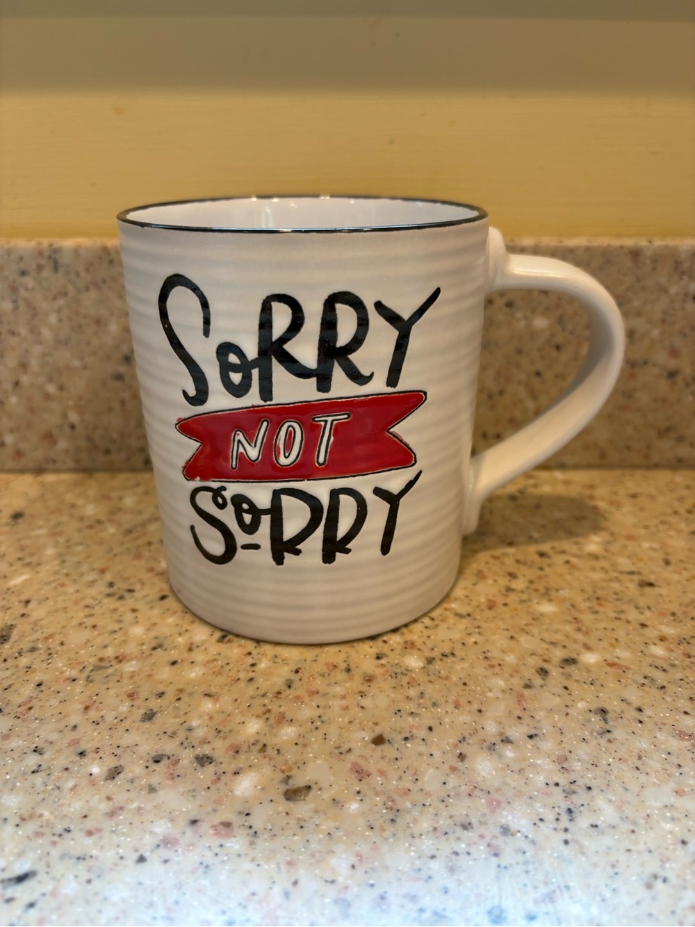 ‘Sorry Not Sorry’ White and Red Ceramic Coffee Mug, Unbranded